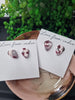 Burgundy & Silver Tear Drop Stud Earring