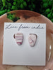 Burgundy & Pink Marble Tear Drop Stud Earring