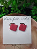 Lipstick Red Square Stud Earring