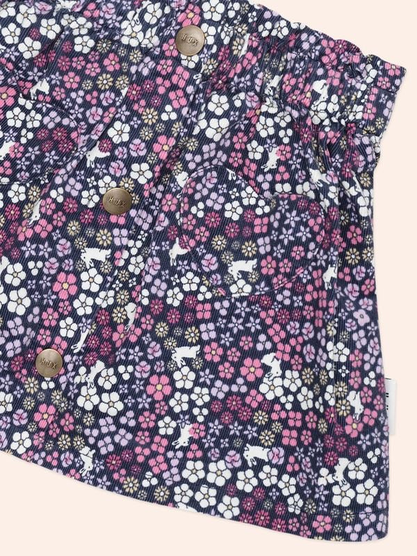 MIDNIGHT FLOWER GARDEN CORD SKIRT