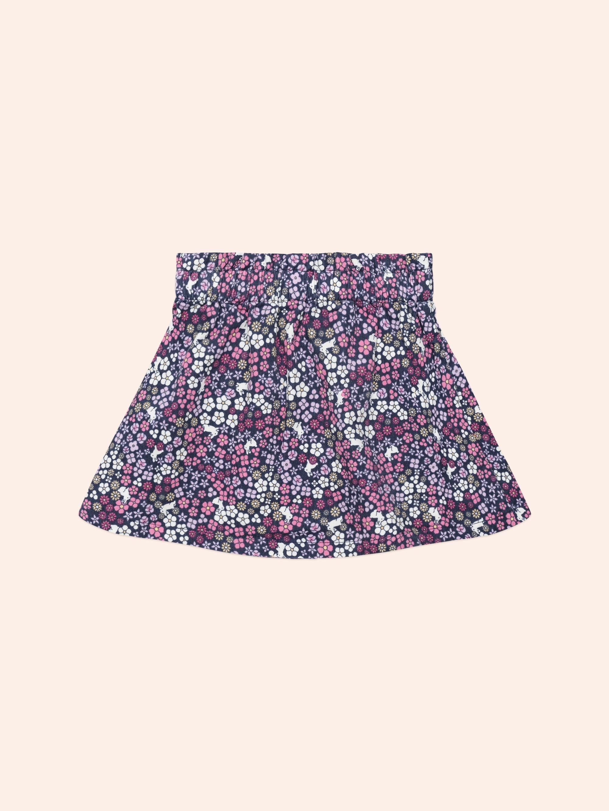 MIDNIGHT FLOWER GARDEN CORD SKIRT