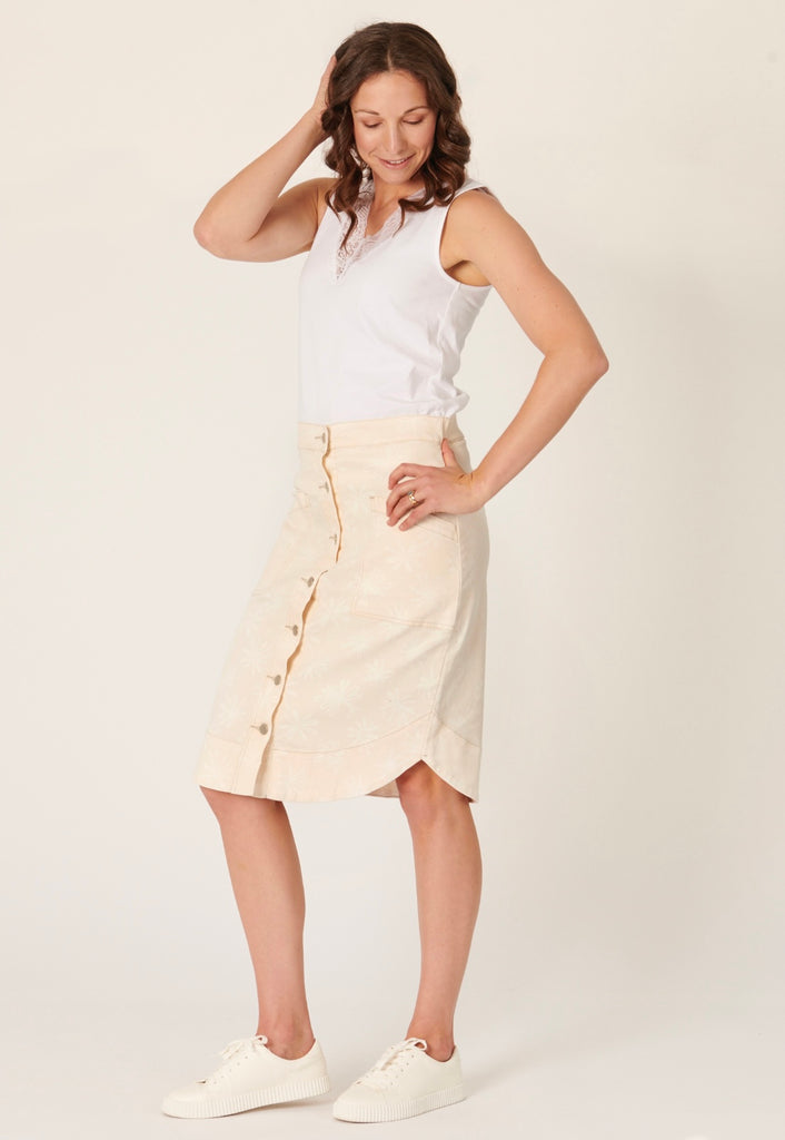 Button Through Midi Skirt