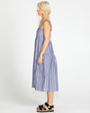 Lydia Shirred Back Midi Dress - Navy Stripe