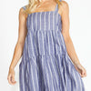 Lydia Shirred Back Midi Dress - Navy Stripe