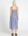 Lydia Shirred Back Midi Dress - Navy Stripe