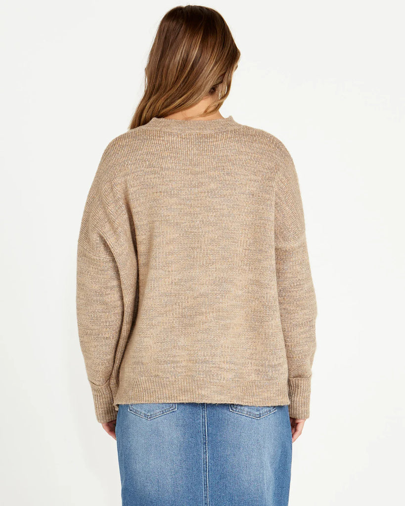 Kirsha Oversized Round Neck Jumper - Tan