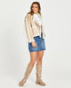 Roux Suede Cropped Sherpa Aviator Jacket - Tan/Cream