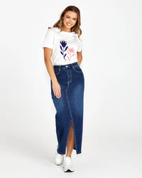 Connie Printed Tee - White