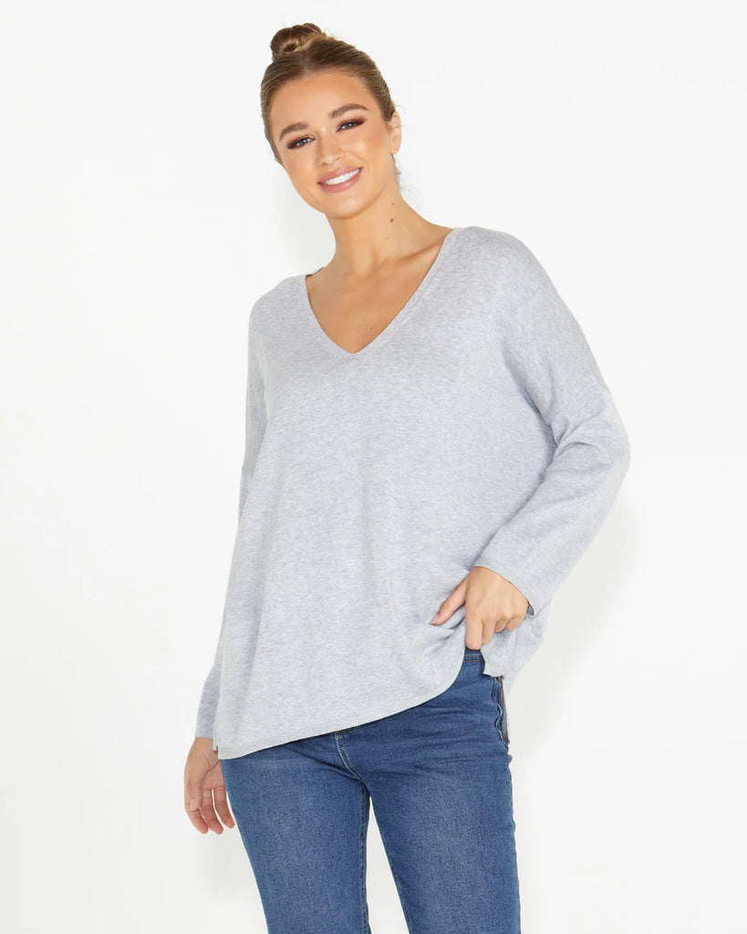 Angelina Reversible Knit - Grey Marle