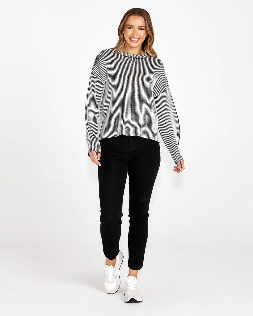 Lisette Chunky Rib Knit - Black/ White