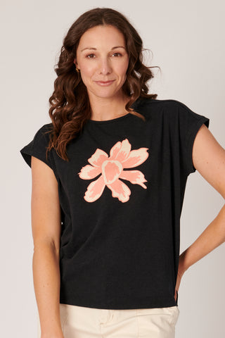 V-Neck Curve Hem Tee