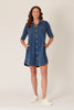 Short Sleeve Button Through Dress - Dark Blue