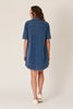 Short Sleeve Button Through Dress - Dark Blue