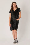 Betty Dress- Black/White Stripe