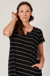 Betty Dress- Black/White Stripe