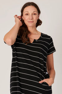Betty Dress- Black/White Stripe