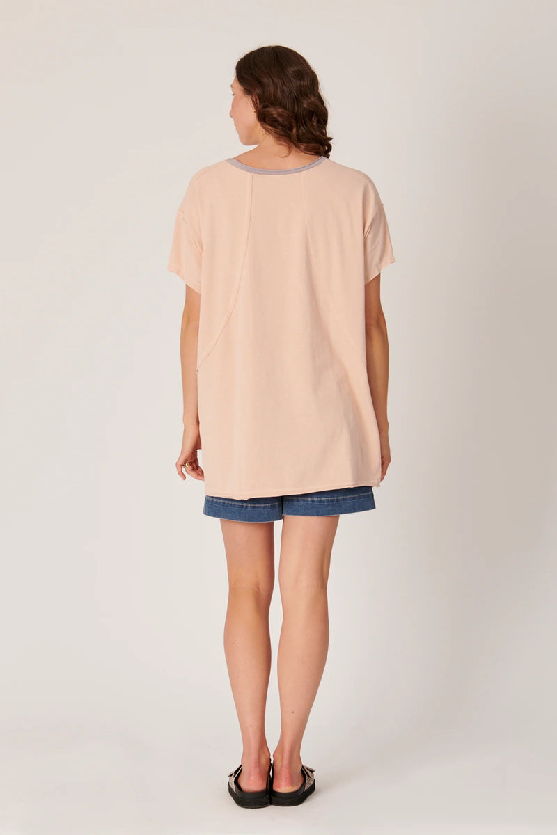 Panel Oversized Tee - Washed Rose