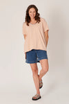 Panel Oversized Tee - Washed Rose