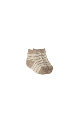 Bobbie Bear Crew Socks - Jacquard Bobbie Bear Cloud/Balm