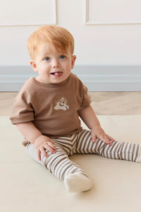 Organic Cotton Modal Legging - Narrow Stripe Tweed/Cloud