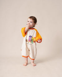 Romper Tangerine & Off White