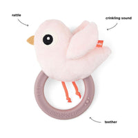 Pink Birdy Sensory Rattle with Teether