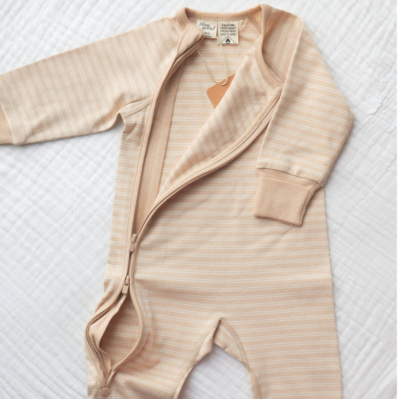 Organic Cotton Double Stripe Baby Romper