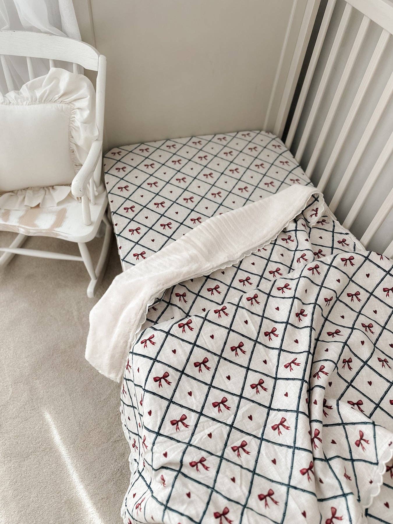 Bow Peep Fur Lined Cot Blanket