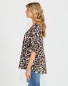 Kylie Relaxed Frill Sleeve Top - Animal