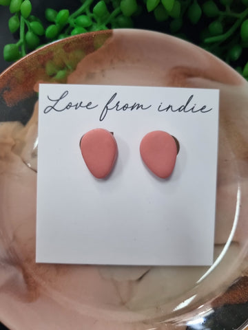 Green, white and pink stud earrings