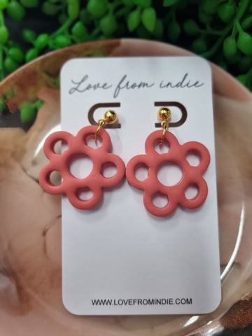 Salmon Flower Dangle Earring