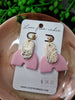 Pink, gold and white rainbow dangle earrings