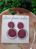 Burgundy & Silver Round Dangle Earring