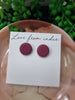 Burgundy Round Stud Earring