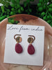 Burgundy & Gold Tear Drop Dangle Earring