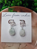 Green Marble & Silver Tear Drop Dangle Earring