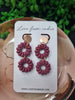 Burgundy & Gold Double Flower Dangle Earring