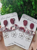 Burgundy & Silver Flower Dangle Earring