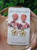 Coral & Gold Flower Dangle Earring