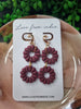 Burgundy & Gold Double Flower Dangle Earring