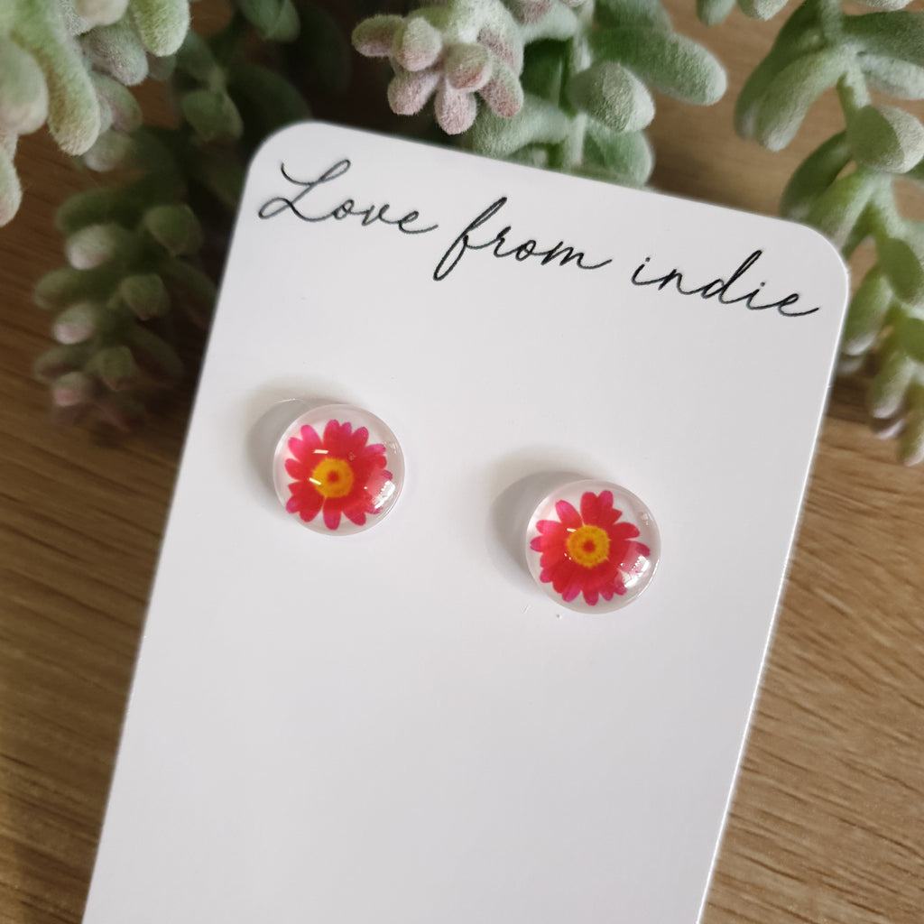 FLORAL STUDS - RED
