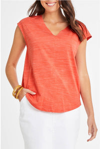 SUMMER V-NECK TEE- CLAY