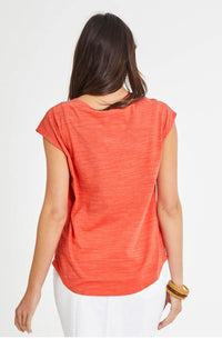 SUMMER V-NECK TEE- CLAY