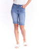 BONNIE BERMUDA DENIM STRETCH LONG SHORTS - BLUE DENIM