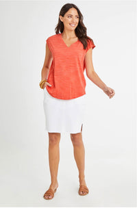 SUMMER V-NECK TEE- CLAY