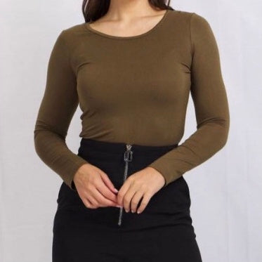 LONG SLEEVE TOP - KHAKI
